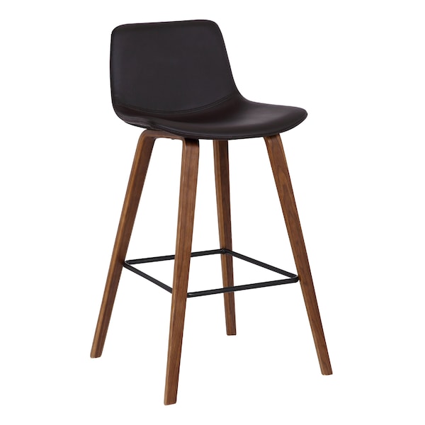 Armen Living Maddie Contemporary 26" Barstool in Walnut Wood Finish and Brown Faux Leather LCMDBAWABR26 - main